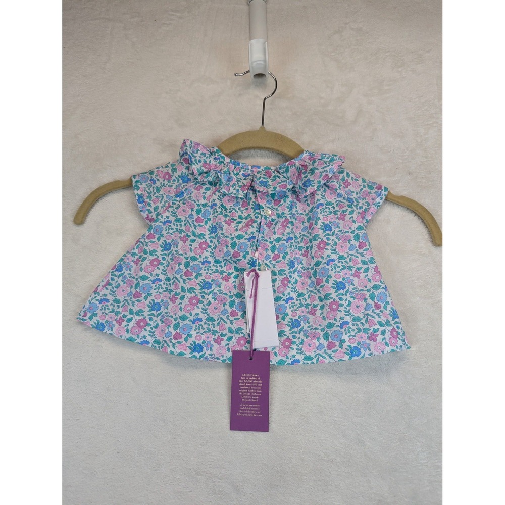 Jacadi Paris Baby Girl Blouse 3M Liberty Fabric Floral Ruffle Collar NWT - Picture 5 of 8